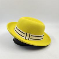 Vyriška kepurė „Pork Pie“ Plunksninė fedora Klasikinė džentelmeno skrybėlė „Bowler“ Cosplay Derby skrybėlė Angliška kepurė Panama sombrero hombre 56-58cm yellow