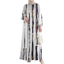 Womens Muslims Abayas Dress Tie Dye Long Sleeve Abayas Dress Islamic Full Length Kaftan Daily Casual Dress Gifts L mėlyna