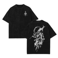 Anime Elden Ring Maliketh Vintažiniai skalbti marškinėliai Vyriški Moteriški 100% Medvilnės T-shirt Harajuku Streetwear Viršus Laisvalaikio 2026 Vasaros Apvalus Kaklas 4XL black