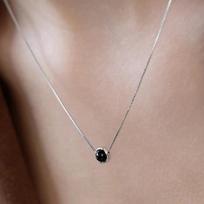 (Silver 925) Round Gem Necklace NZ2533 Onyx Gold Plated