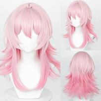 Sintetiniai ombrė rožiniai trumpi tiesūs moteriški perukai Anime žaidimų Cosplay purūs karščiui atsparūs perukai kasdieniam vakarėliui white