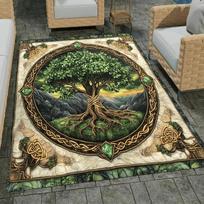 Tree of Life Print Area Rugs Non-Slip Carpets for Home Living Room Kitchen Bedroom Rug Machine Washable Floor Mat 40x60cm black