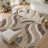 Modern Abstract Wavy Area Rug for Living Room Sofa Floor Decor Neutral Beige Pattern Contemporary House Carpet Runner Mat 120x160cm47x63in