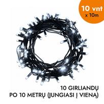 Lauko ir vidaus girlianda (šaltai baltos LED lemputės) 100 m PROLED juoda