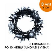 Lauko ir vidaus girlianda (šaltai baltos LED lemputės) 30 m PROLED juoda