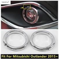 Front Fog Light Lamp Ring Circle Frame Molding Cover Trim ABS Chrome Decoration Accessories For Mitsubishi Outlander 2015 - gray