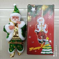 Santa Claus Climbing Rope Ladder: Musical, Luminous Christmas Decoration Toy OPP Bag Packaging žalia