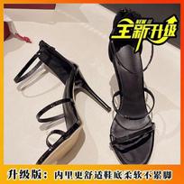Anti-niche design single shoes, small man shows high temperament, lady high-heeled sandals 34 black