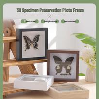 3D Butterfly Specimen Display Frame: Handmade Solid Wood Quilling Ornament 2cm pure black gray