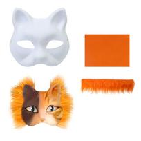 3Pcs/set DIY Handmade Graffiti Half Face Mask Therian Mask Kit Blank Mask Half Face Hand Drawn Animal Cat Fox Mask Party Gifts white