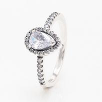 Elegant Pear-Shaped Halo Drop Diamond Ring: Light Luxury Surprise Gift 52mm sidabras