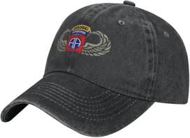 82nd Airborne Division with Ranger Cowboy Hats for Unisex Women, Adjustable Washed Baseball Cap gray
