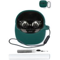 Case for JBL Tune Flex 2-True Wireless Noise Cancelling Earbuds,Soft Protective,Shockproof, BOVUGAC Silicone Case Cover with Keychain & Cleaning Kit black