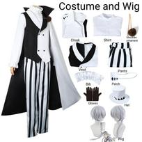 Bungo Stray Dogs Nikolajus Gogolis Cosplay Kostiumas Skrybėlė Perukas 4 sezonas Apsiaustas Baltas Juodas Vienodas Perukas Anime Medžiotojų Šunys Helovino Kostiumas L gray