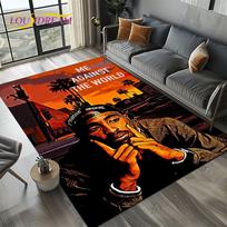 Rapper Eminem Tupac 2pac Hip-Hop Rap God Carpet Rug for Living Room Bedroom Home Sofa Decoration Area Rug Non-slip Floor Mat 40cm x 60cm red