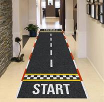 Race Track Asfalt Themed Rug,Traffic Road Rug Bedroom Bedside Floor Mat Kitchen Hallway Living Room Porch Balcony and Home Decor 40x60cm16x24in white