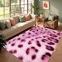 Pink Heart Leopard Print Area Rug Soft Non Slip Living Room Decor Carpet Romantic Artistic Home Decor Floor Protection Mat 120x160cm