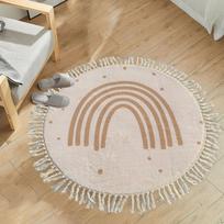 Small Circle Area Rug Polyester Rainbow Carpet for Laundry Entryway Playroom White Diameter 60cm Gold Diameter 80cm beige