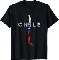 Chilean Map and Flag - Distressed Chile Souvenir T-Shirt 150 black