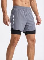 Men's Gym Shorts Quick Dry Stretchy Compression Workout Shorts with Pockets for Running Athletic m