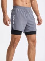 Men's Gym Shorts Quick Dry Stretchy Compression Workout Shorts with Pockets for Running Athletic x_l gray