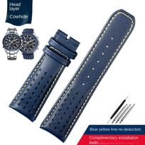 22mm 23mm karvės odos laikrodžio dirželis CITIZEN Blue Angel radijo bangų laikrodžiui AT8020-54L/8020-03L/JY8078 lenktas galas Geltonas apyrankė 23mm gray