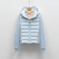 Goose down short light women's hooded slim down jacket fitness outdoor sports down jacket M mėlyna