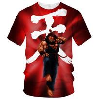 Vasarinis Street Fighter Vyriški/moteriški Mados Slim T-shirt 3D Spausdinimo T-shirt Laisvalaikio Vaikų Viršutinė dalis Didelio Dydžio 6XL red