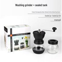 Pour-Over Coffee Set: Hand Grinder, Coffee Pot, Filter Papers, and Sharing Pot. gray
