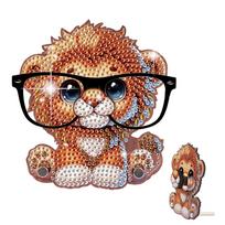 Handmade Wood Animal DIY Diamond Painting Eyeglass Frame Ornament Kits Special Shaped Rhinestone for Adults