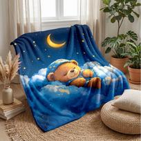 Teddy Bear Sleeps on Branch Under Moon Theme blanket Lightweight Warm Flannel Blanket Decorative Throw Blanket for Home Decoration 75x90cm