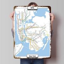 NYC Subway Map Tinplate Posters Customizable Wall Art Retro Vintage Metal Signs for Home Room Setup Decorations Gamer Decoration 30X40CM white