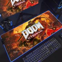 Žaidimų D-DOOM E-Eternal Pelės Padas RGB Šviečiantis Didelis Stalo Padas Užšifruotas Neslystantis Super Didelis Žaidimų Pelės Padas Prailgintas Žaidimų Kilimėlis 30cmx80cm(11.8x31.5inch) white