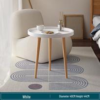 Nordic Small Round Coffee Table with Solid Wood Legs - Ideal for Living Rooms and Apartments Package 41x41x6.5cm, 2kg Gross Weight