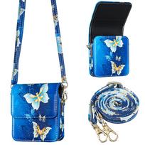 Crossbody Cards Solt Wallet Leather Case For Samsung Galaxy Z Flip 7 FE 6 5 4 5G Long Lanyard Cute Pattern Butterfly Phone Cover Galaxy Z Flip7 FE blue