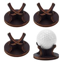 1set 4pcs Plywood Golf Display Stands for Display Golf Bal Coconut Brown 5.5x2.95cm black
