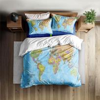 World Nautical Map Duvet Cover Set King Queen Double Full Twin Single Size Bed Linen Set EU Single 135*200cm/53x79in 3pcs