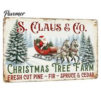 Rustic Home Holiday Embellishments Christmas Wood Sign, Vintage Santa's Sleigh Parking Only Wall 2D Thanksgiving Door Plaque Farmhouse Wooden Hanging H