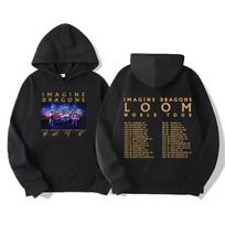 Imagine Dragons Hoodie – Unisex Black Double Sided Fleece Sweatshirt, LOOM World Tour Dates & Band Live Print, Rock Streetwear XL juoda