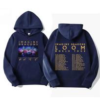 Imagine Dragons Hoodie – Unisex Black Double Sided Fleece Sweatshirt, LOOM World Tour Dates & Band Live Print, Rock Streetwear XXXL tamsiai mėlyna spalva