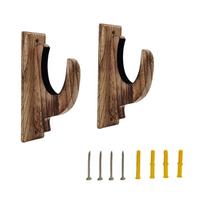Wooden Curtain Rod Brackets Wood Drapery Rod Holders Brown Wood Support Brackets for 2.2  Curtain Rod with Screws 2 Pack