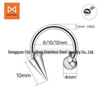 Titanium Steel No-Piercing U-Shaped Fake Lip & Nose Ring Jewelry for Women 1.2 x 10 mm gray