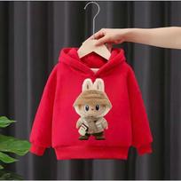 Kids Hoodie Labubu Cute Cartoon Doll Character Print Long Sleeve Sweatshirt Autumn Winter Casual Sport Pullover Tops for Daily Outdoor Activities 160 raudona