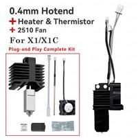 For Bambu Lab X1 Carbon X1C P1P P1S Hotend Kit with Fan Complete Set Hardened Steel Nozzle Hot End Integrated Leak-Proof Design