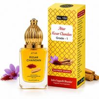 Attar Perfume Roll-On by Indra Sugandh Bhandar, Saffron Sandalwood, 15ml, Unisex, Alcohol-Free 15ml yellow