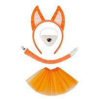 Lapės kostiumo rinkinys Katės ausų lankelis Netikra nosis Sijonas Pliušinė uodega Lapės veido lipdukas Helovino kostiumui Cosplay white