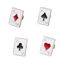 4PCS Cuteness Brooch Poker Card Theme Lovely Pin Stylish Party Badge Alloy Texture for Party Dress Up and Present Giving white