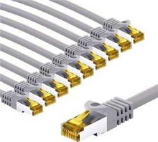 Goobay RJ45 CAT 6A S/FTP (PiMF) pataisinis kabelis, 500 MHz, su CAT 7 neapdorotais kabeliais, 3 m, pilkas, 10 rinkinys - Kabelio ilgis 3 m