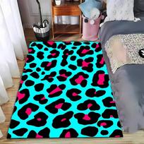 Leopardo rašto kilimas su turkio, juodos ir rožinės spalvų drąsiu raštu, tinkamas naudoti kaip neslystantis kilimėlis kambario ir miegamojo sofoms 40x60cm( 15x23in ) blue