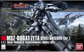 Bandai Gunpla modelis HGUC Zeta Plus MSZ-006A1 Unicorn Ver. 1/144 60402